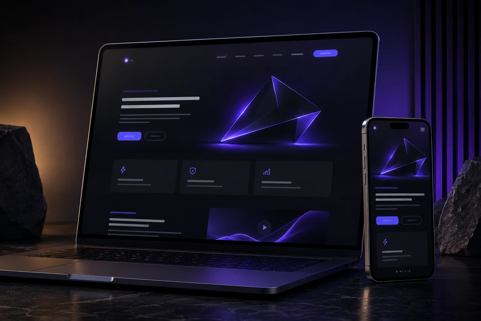 Landing page entregue, aberta no notebook e no celular
